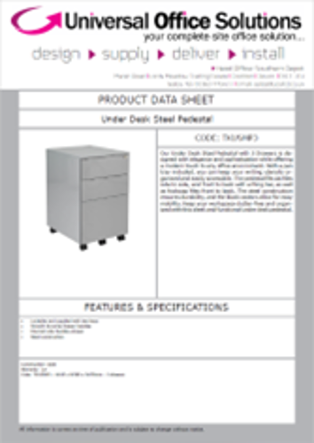 DATA SHEET - 3 Drawer Under Desk Steel Pedestal (TKUSMP3)
