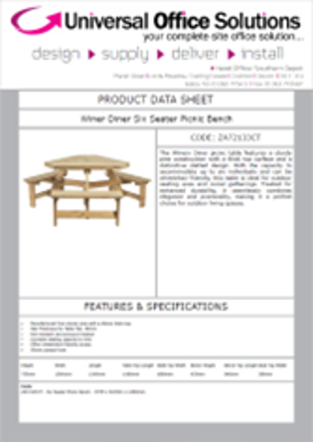 DATA SHEET - Winer Diner Six Seater Picnic Bench