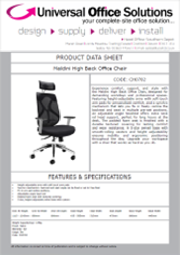 DATA SHEET - Maldini High Back Office Chair (CH0782)