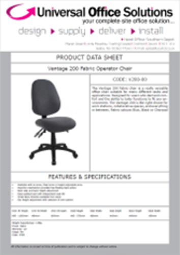 DATA SHEET - Vantage 200 Fabric Operator Chair (V200)