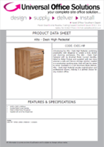 DATA SHEET - Alto - Desk High Pedestal (EXEC-MP)