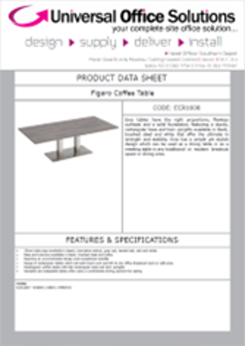 DATA SHEET - Eros Rectangular Coffee Table (ECR1600)
