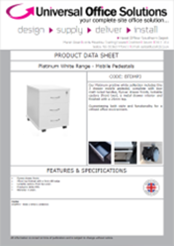 DATA SHEET - Platinum White Range - Mobile Pedestal (BTDMP3)