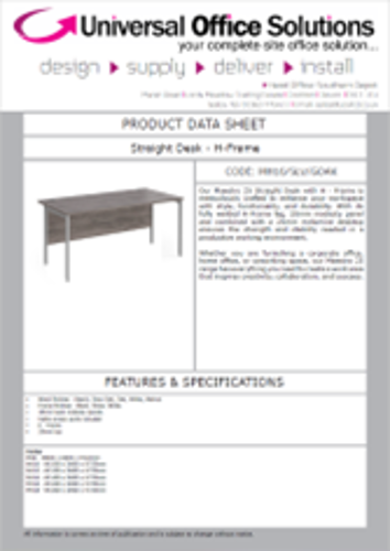 DATA SHEET - Straight Desk - H-Frame (MH16)