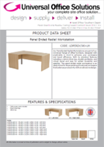DATA SHEET - LDPERD1500-LH - Panel Ended Radial Workstation