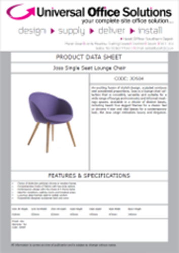 DATA SHEET - Joss Single Seat Lounge Chair (JOS04)