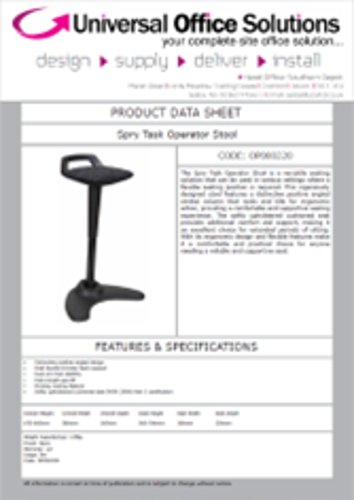 DATA SHEET - Spry Task Operator Stool (OP000220)