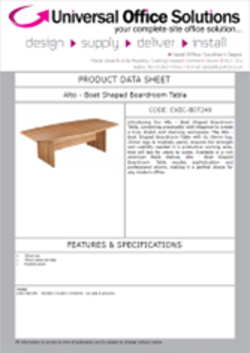 DATA SHEET - Alto - Boat Shaped Boardroom Table (EXEC-BDT240)
