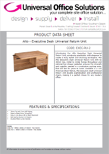 DATA SHEET - Alto - Executive Desk Universal Return Unit (EXEC-RU)