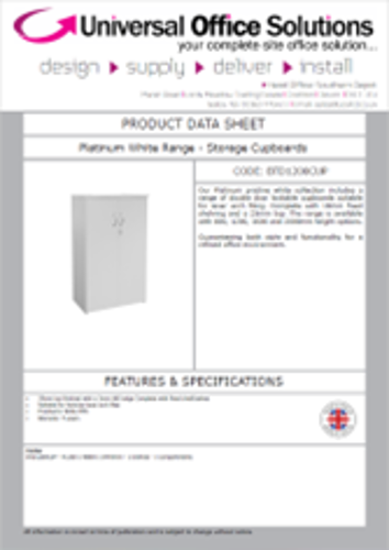DATA SHEET - Platinum White Range - Cupboard (BTD1600CUP)