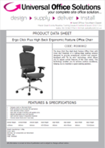 DATA SHEET - Ergo Click Plus High Back Ergonomic Posture Office Chair (PO000062)