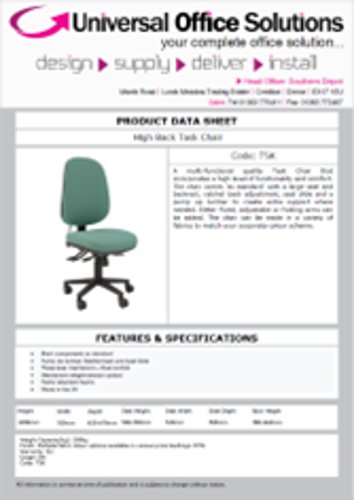 DATA SHEET - Multi-functional High Back Task Chair (TSK)