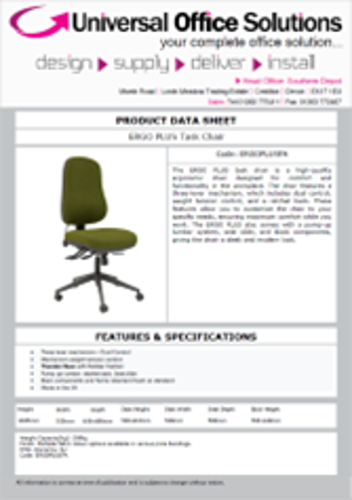 DATA SHEET - ERGO PLUS Task Chair (ERGOPLUS)
