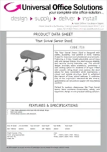 DATA SHEET - Titan Swivel Senior Stool (T33)