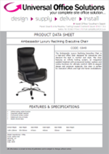 DATA SHEET - Ambassador Luxury Reclining Executive Chair (6949)