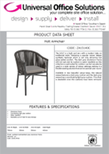 DATA SHEET - Holt Arm Chair (ZA.151410)