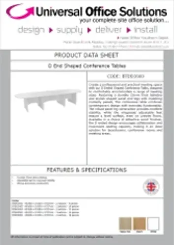 DATA SHEET - D End Shaped Conference Tables - (BTDD2400)