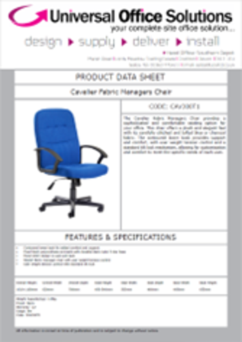 DATA SHEET - Cavalier Fabric Managers Chair (CAV300T1)