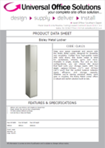 DATA SHEET - Bisley Metal Locker (CLK121)