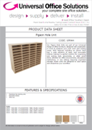 DATA SHEET - UPH22 - Pigeon Hole Units