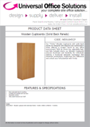 DATA SHEET - Wooden Cupboards (Solid Back Panels) (WDS2045CP)