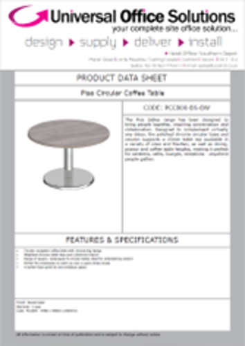 DATA SHEET - Pisa Circular Coffee Table (PCC800)