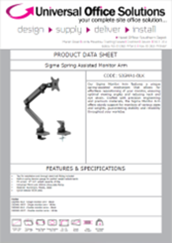 DATA SHEET - Sigma Spring Assisted Monitor Arm (SIGMA1)