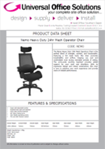 DATA SHEET - Heavy Duty 24hr Mesh Operator Chair (NEMO)