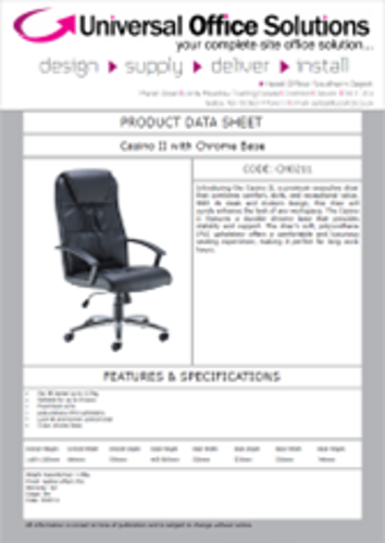 DATA SHEET - Casino II with Chrome Base (CH0211)