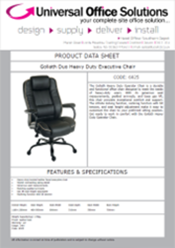 DATA SHEET - Goliath Duo Heavy Duty Executive Chair (6925)