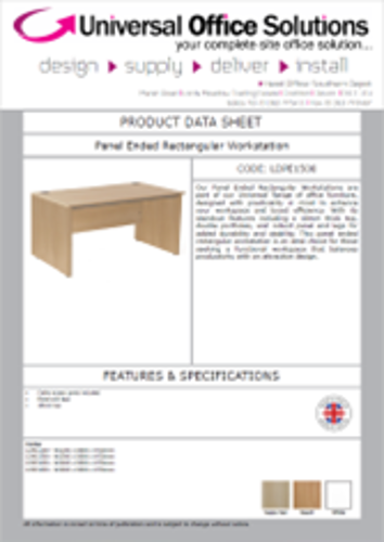 DATA SHEET - LDPE1600 - Panel Ended Rectangular Workstation