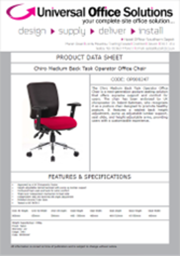DATA SHEET - Chiro Medium Back Task Operator Office Chair(CHIRO-MB-)