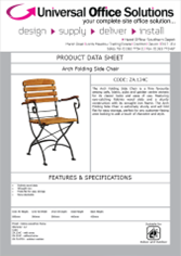 DATA SHEET - Arch Folding Side Chair (ZA.124C)