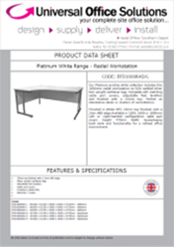 DATA SHEET - Platinum White Range - Radial Workstation (BTD1600RAD)