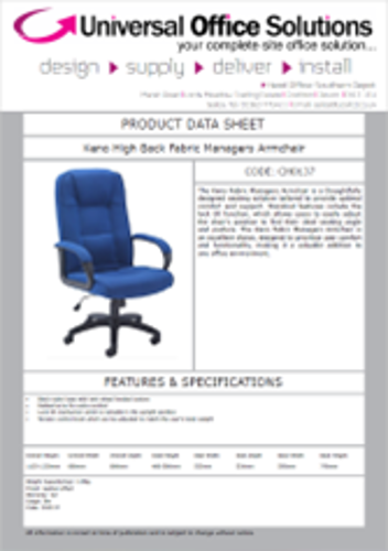 DATA SHEET - Keno High Back Fabric Managers Armchair (CH0137)