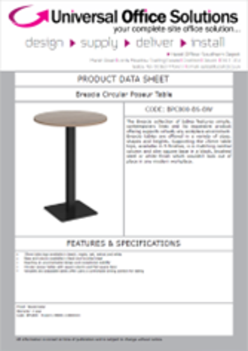 DATA SHEET - Brescia Circular Poseur Table (BPC800)