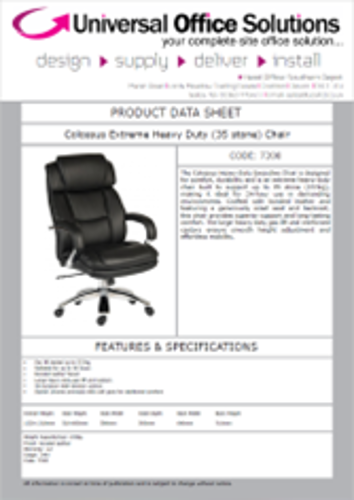 DATA SHEET - Colossus Extreme Heavy Duty (35 stone) Chair (7200)