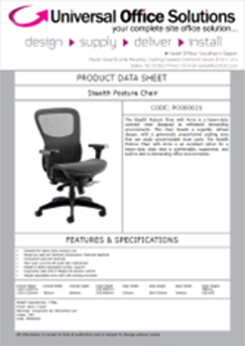 DATA SHEET - Stealth Posture Chair (PO000021)