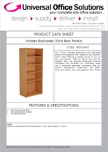 DATA SHEET - Wooden Bookcases (Solid Back Panels) (WDS2045)