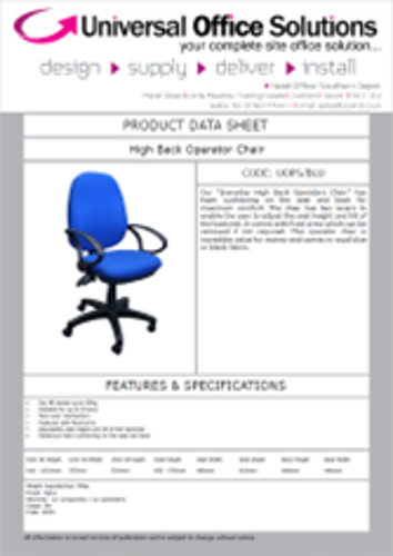 DATA SHEET - High Back Operator Chair (UOPS)
