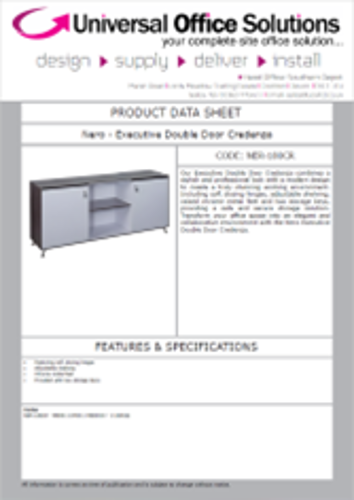 DATA SHEET - Nero - Executive Double Door Credenza (NER-180CR)