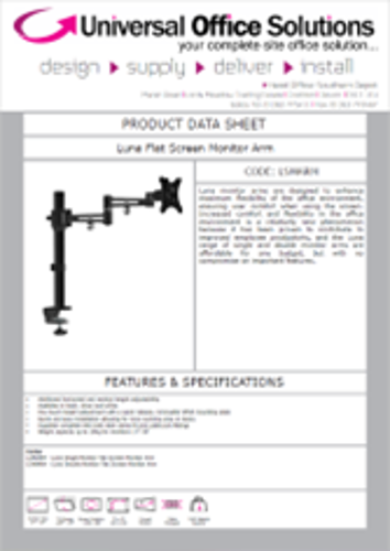 DATA SHEET - Luna Flat Screen Monitor Arm (LSMARM)