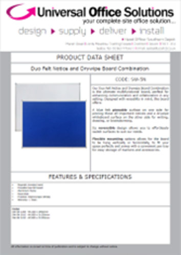 DATA SHEET - Duo Felt Notice and Drywipe Board Combination (SW-5N 2412)