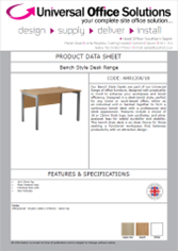 DATA SHEET - AMR1400 - Bench Style Desk Range