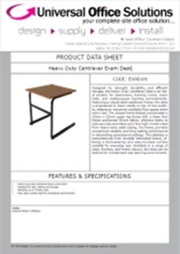 DATA SHEET - Heavy Duty Cantilever Exam Desk (EXHD1M)