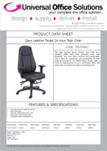 DATA SHEET - Zeus Leather Faced 24 Hour Task Chair (ZEU300K2)