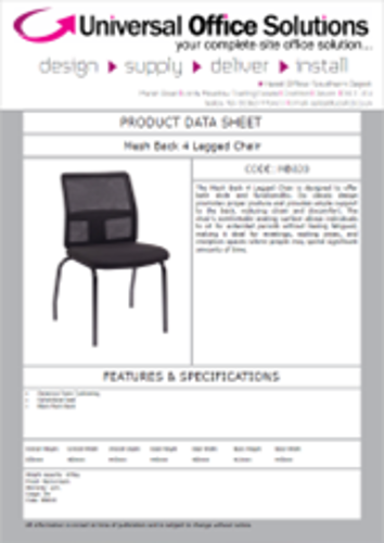 DATA SHEET - Mesh Back 4 Legged Chair (MB020)
