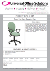 DATA SHEET - Round High Back Operator Chair (RIMP)