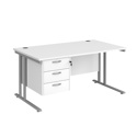 Straight Desk with Three Drawer Pedestals