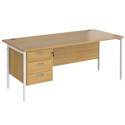 Straight Desk with Single Pedestals - H-Frame